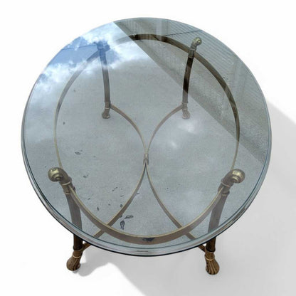 Glass Top Brass Coffee Table by Labarge
