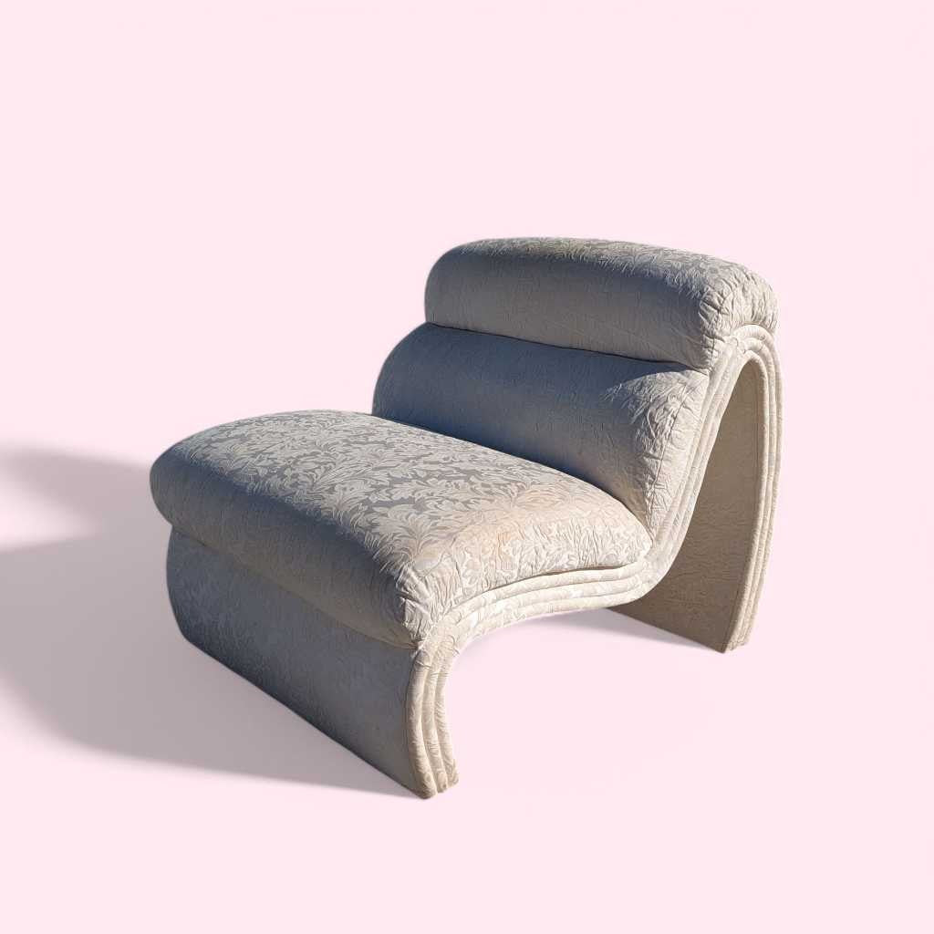 Postmodern Lounge Chair – Sculptural Curved Accent Chair, Textured Upholstery, Unique Statement Piece