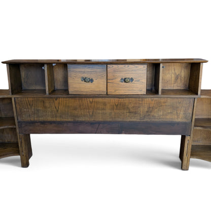 Vintage L.A. Period Furniture Headboard with Integrated Nightstands