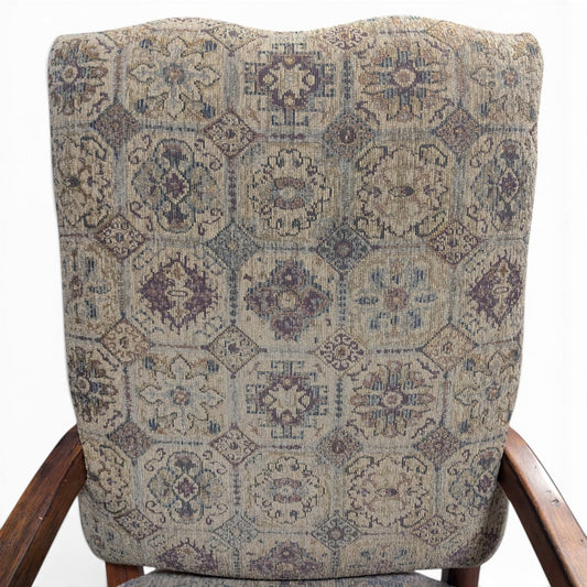 Louis XIII-Style High-Back Wood Armchair with Tapestry Upholstery