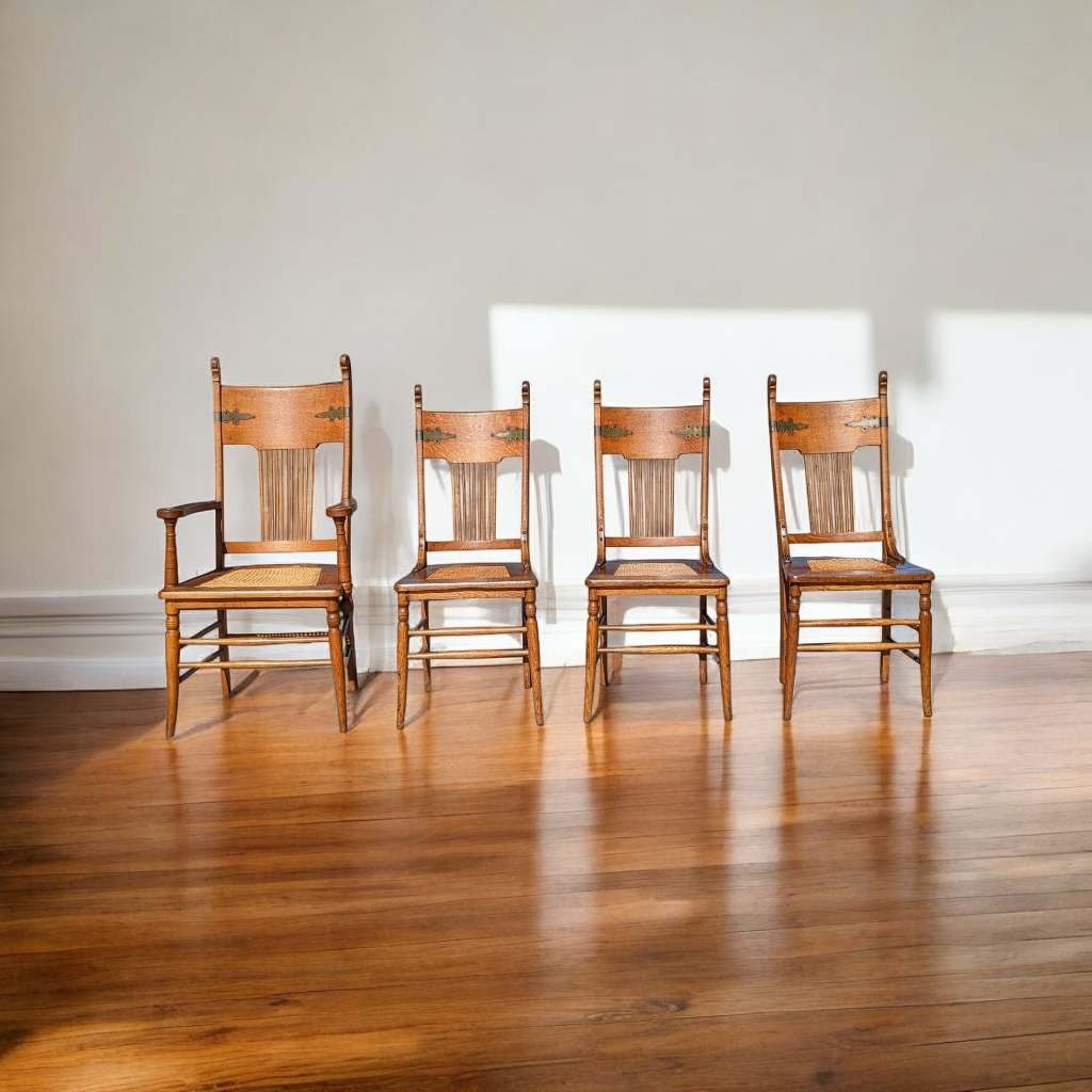 Antique Tiger Oak Dining Chairs