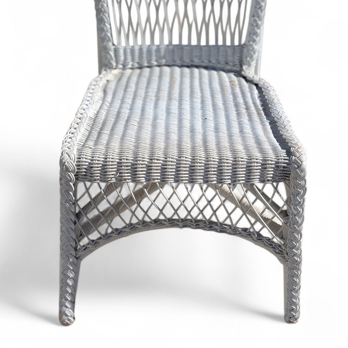 Late 20th-Century White Wicker Writing Desk and Chair Set — view 10 of 16
