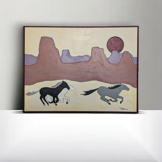 Southwestern Horse Painting | Signed 1994