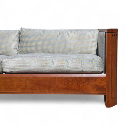 Stickley 21st Century Cherry Sofa, Pale Blue Textured Velvet Upholstery