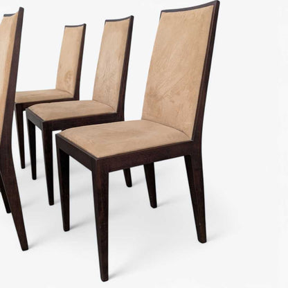 Six Dining Chairs –  Contemporary, Faux Suede, Mid Century Style