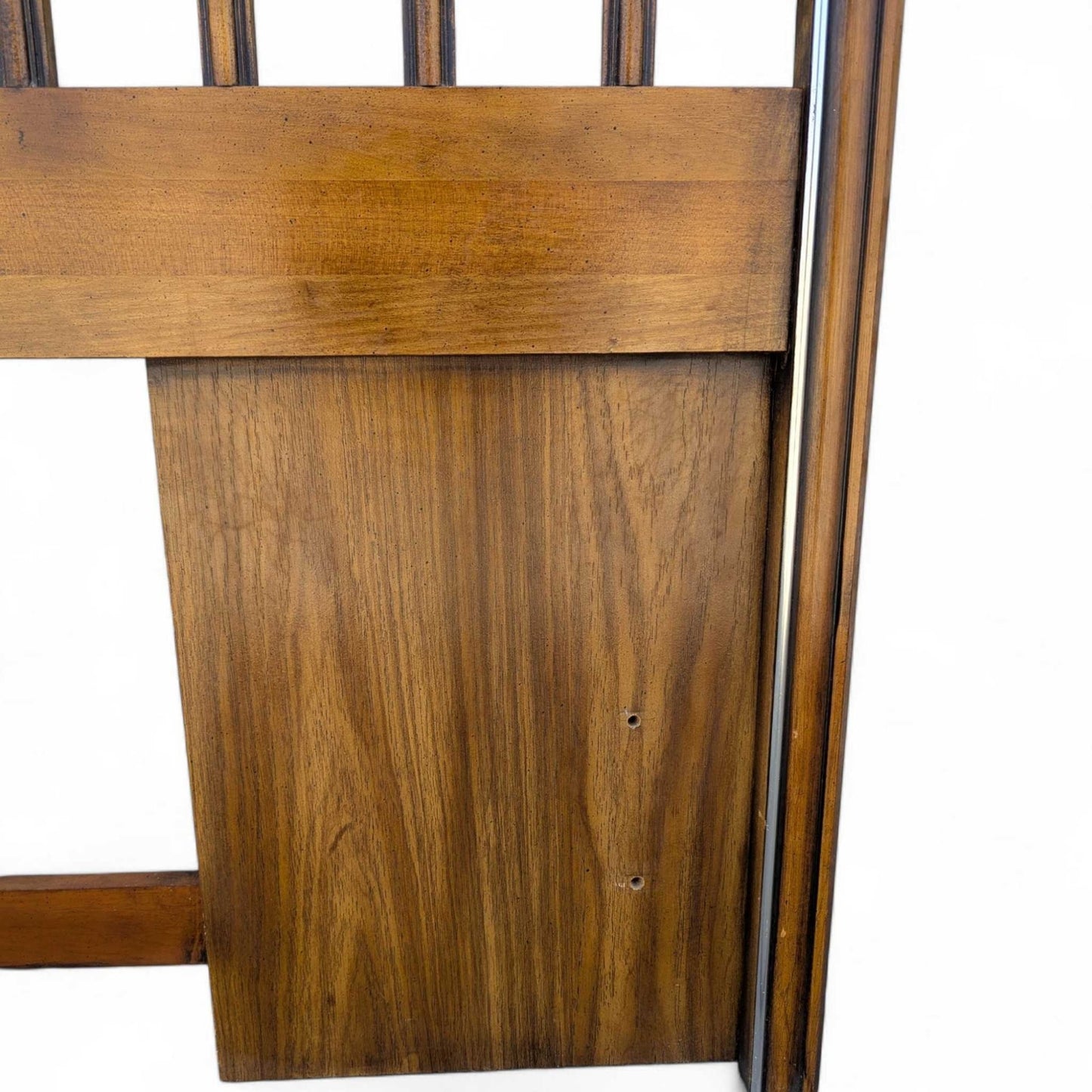 Vintage Walnut Veneer King Headboard with Chrome Trim, MCM