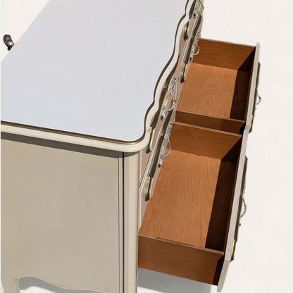 1970s French Provincial Six-Drawer Dresser with Mirror