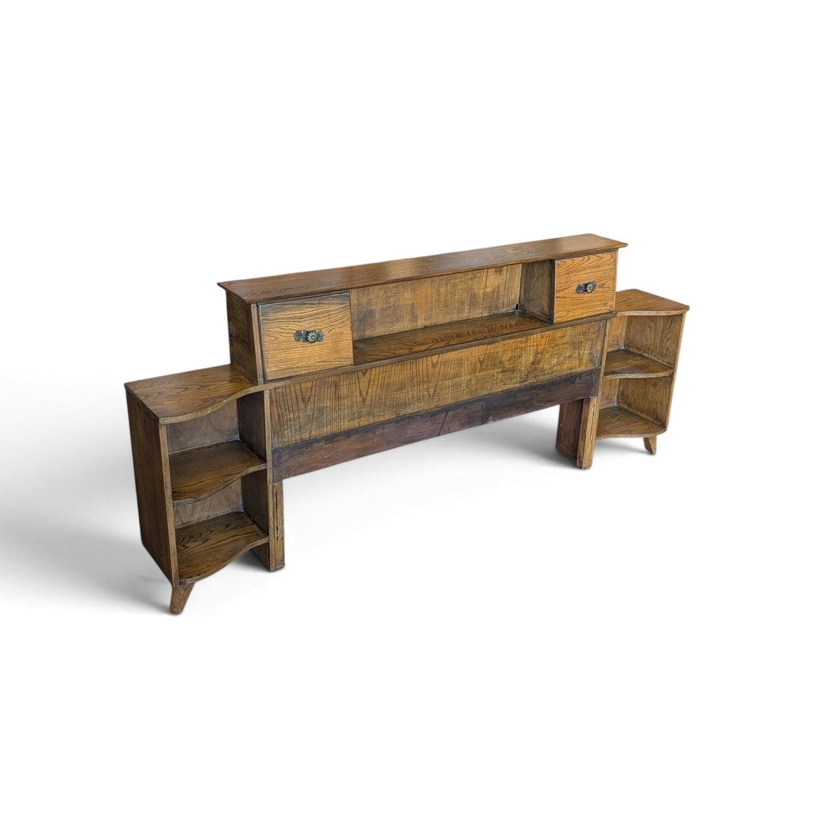 Vintage L.A. Period Furniture Headboard with Integrated Nightstands