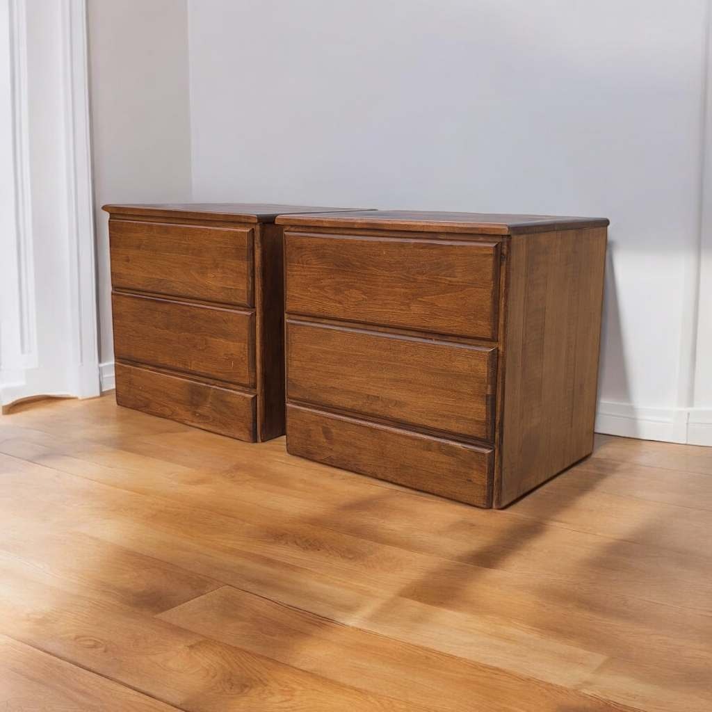 Pair of 1970s Solid Wood Chinoiserie Nightstands