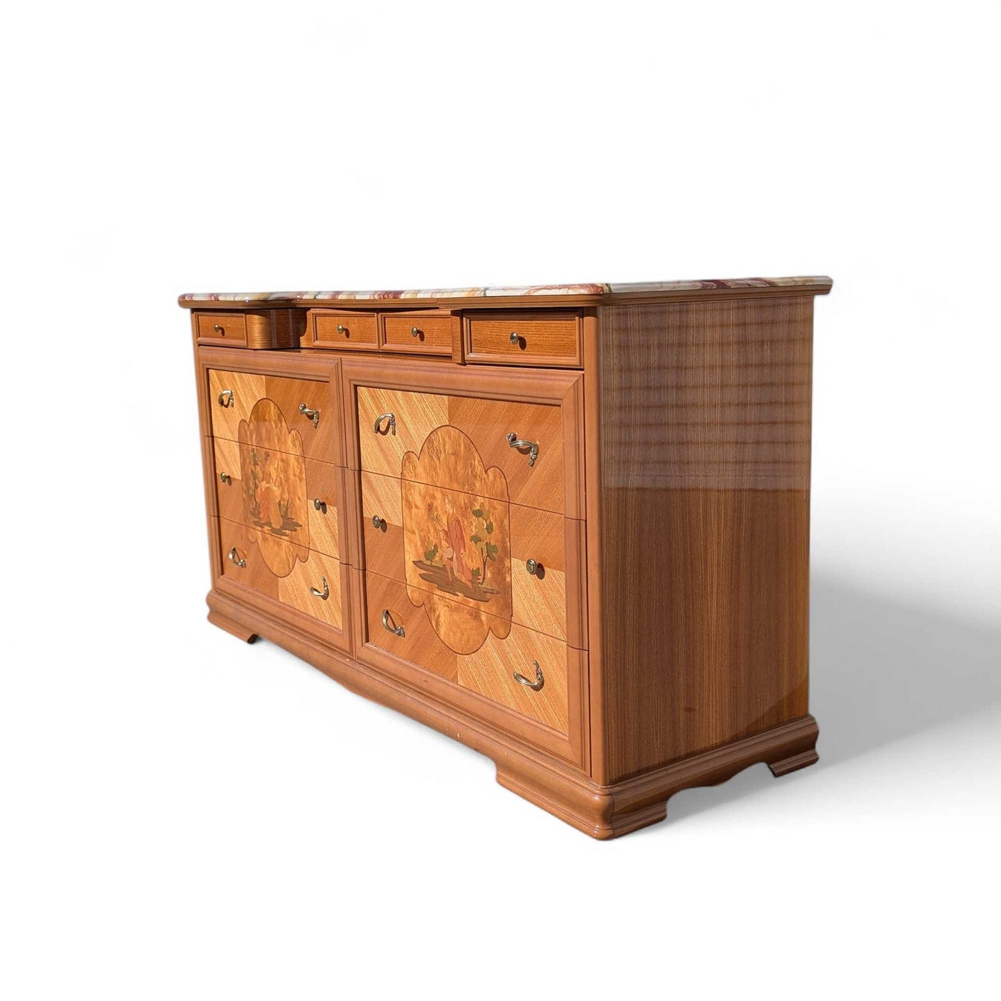 Postmodern Lacquer Dresser with Faux Marble Top