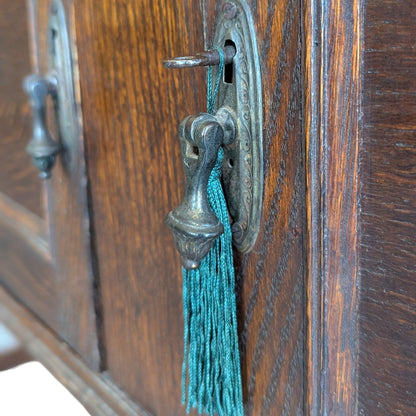 Antique Jacobean Revival Buffet with Mirrored Gallery and Barley-Twist Legs
