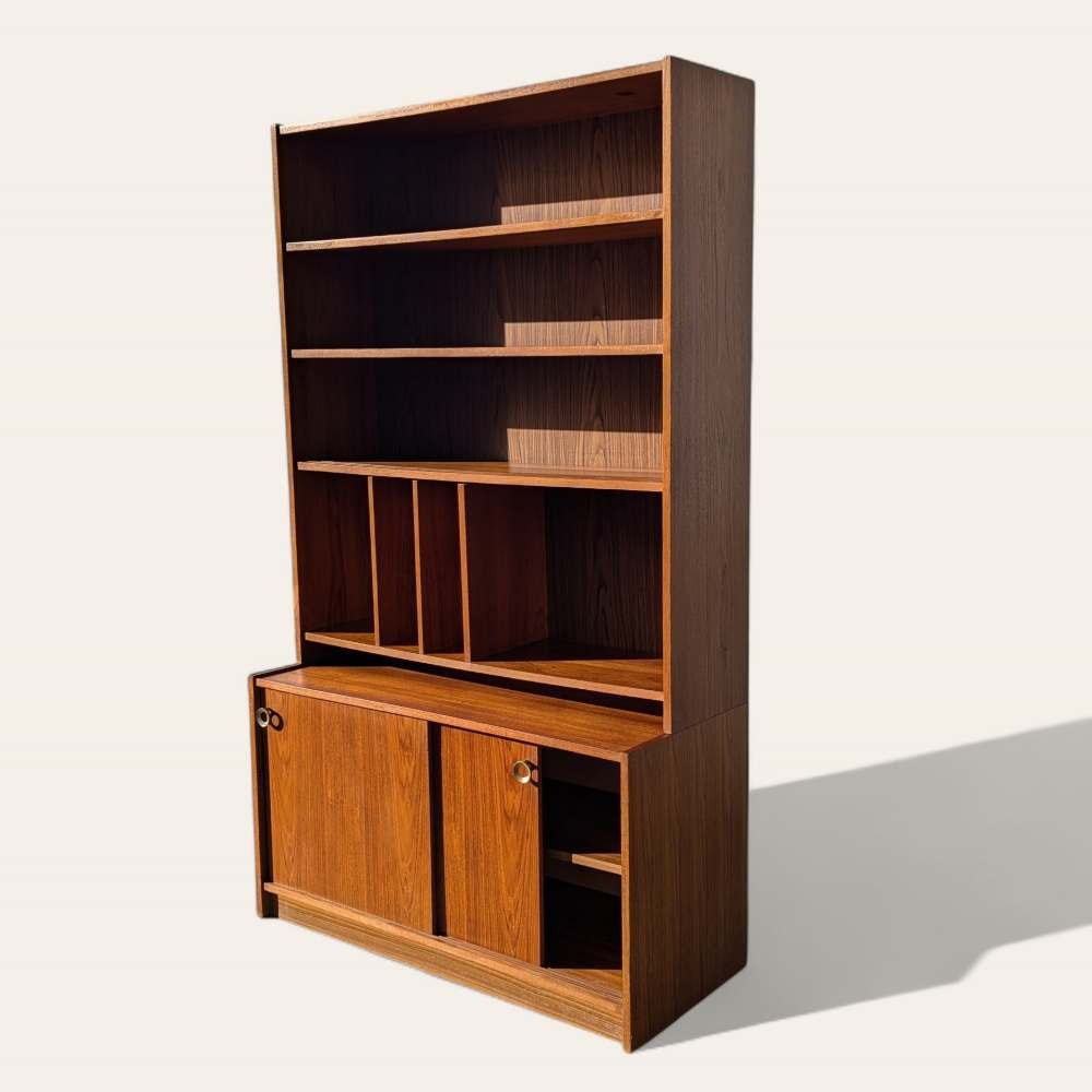 Vintage Bookcase, Freestanding Wall Unit, Mid Century, MCM, Danish Modern, Shelves, Storage Cabinet