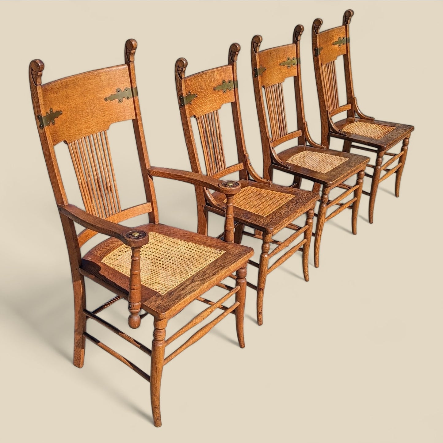 Antique Tiger Oak Dining Chairs