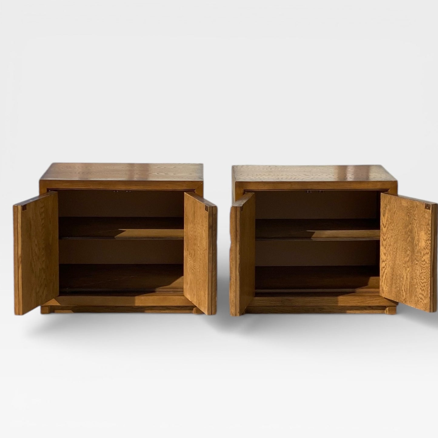 Mid-Century Modern Oak Nightstands- Pair