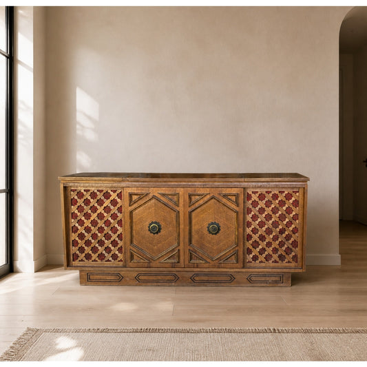Vintage 1970s Morse Mediterranean Stereo Console Record Cabinet