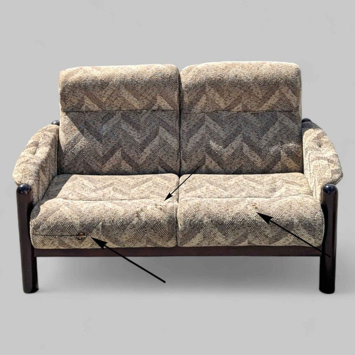 Vintage Wood-Frame Loveseat and Lounge Chair Set — view 12 of 15