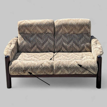 Vintage Wood-Frame Loveseat and Lounge Chair Set