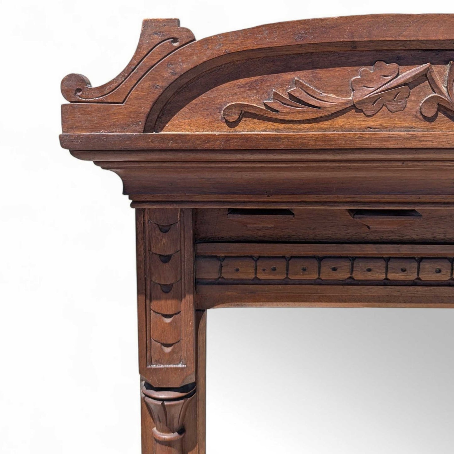 Antique Carved Wood Wall Mirror