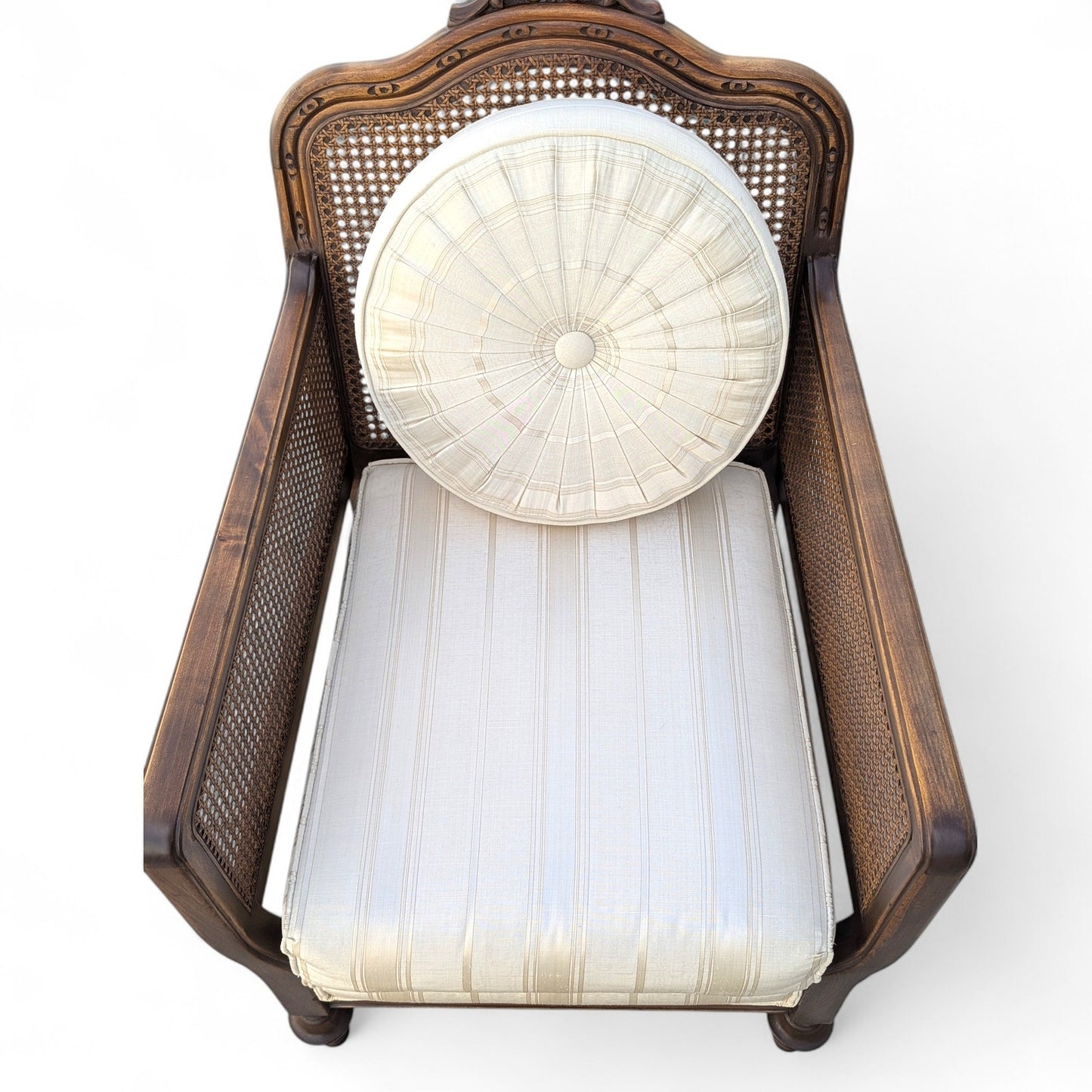 Vintage Carved Wood Club Chair, c. 1970s