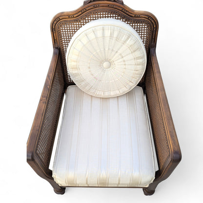 Vintage Carved Wood Club Chair, c. 1970s