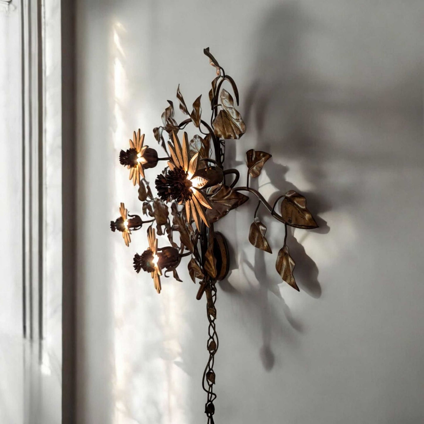 Vintage Italian Sunflower Wall Sconce