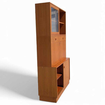 Vintage Teak Bookcase with Drop Front Desk