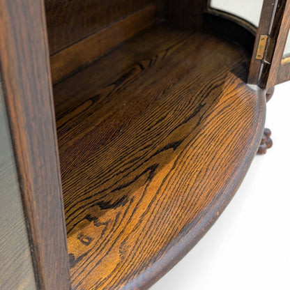 Vintage Curved Glass China Cabinet – Bow Front Display Hutch w/ Claw Feet, 49" Wide, Early 20th Century Style