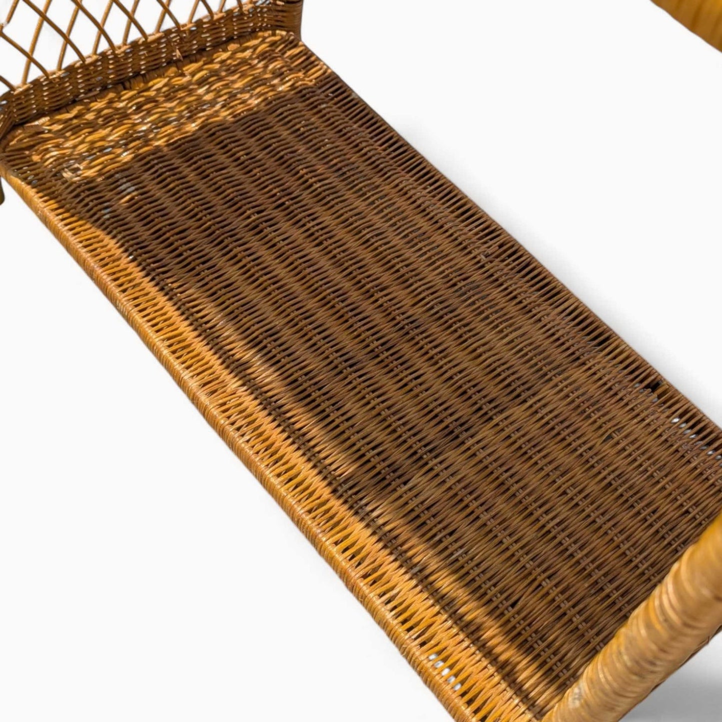 Vintage Arched Rattan Shelf – Tall Boho Etagere