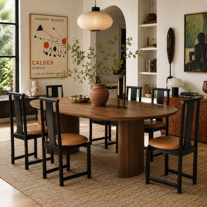 Set of Six BiF Postmodern Black Lacquer Dining Chairs, 1980s