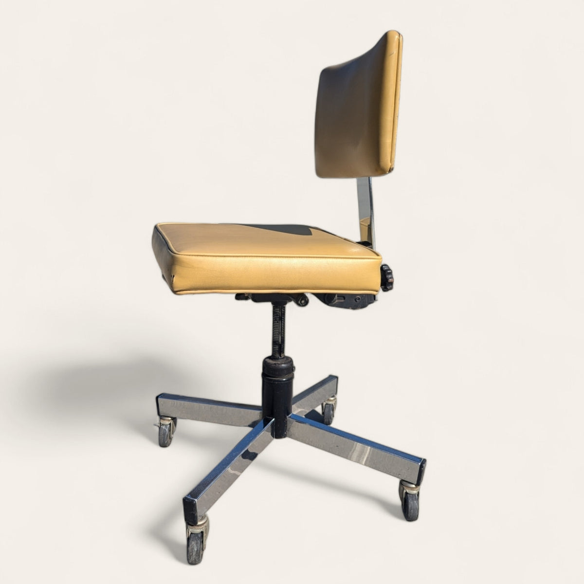 Mid-Century InterRoyal Steel, Chrome and Faux-Leather Office Chair