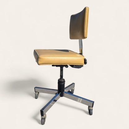 Mid-Century InterRoyal Steel, Chrome and Faux-Leather Office Chair