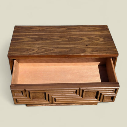 Bassett Mid-Century Carved Wood Two-Drawer Nightstand