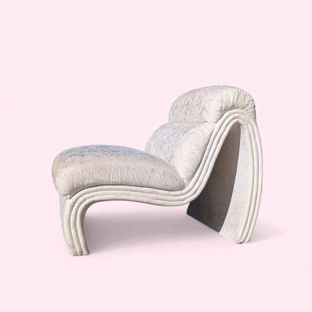 Postmodern Lounge Chair – Sculptural Curved Accent Chair, Textured Upholstery, Unique Statement Piece
