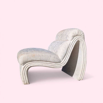 Postmodern Lounge Chair – Sculptural Curved Accent Chair, Textured Upholstery, Unique Statement Piece