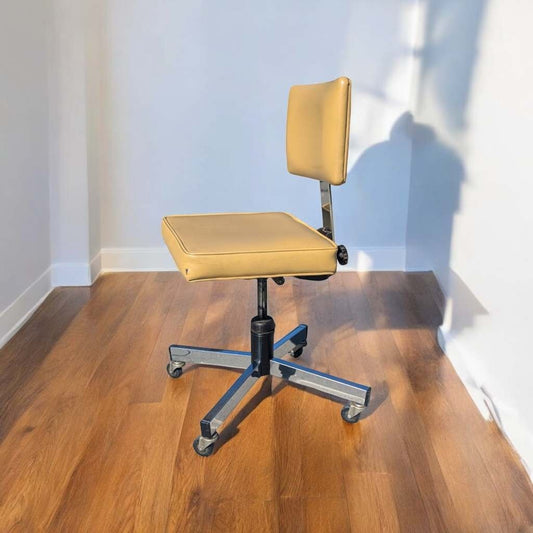 Mid-Century InterRoyal Steel, Chrome and Faux-Leather Office Chair