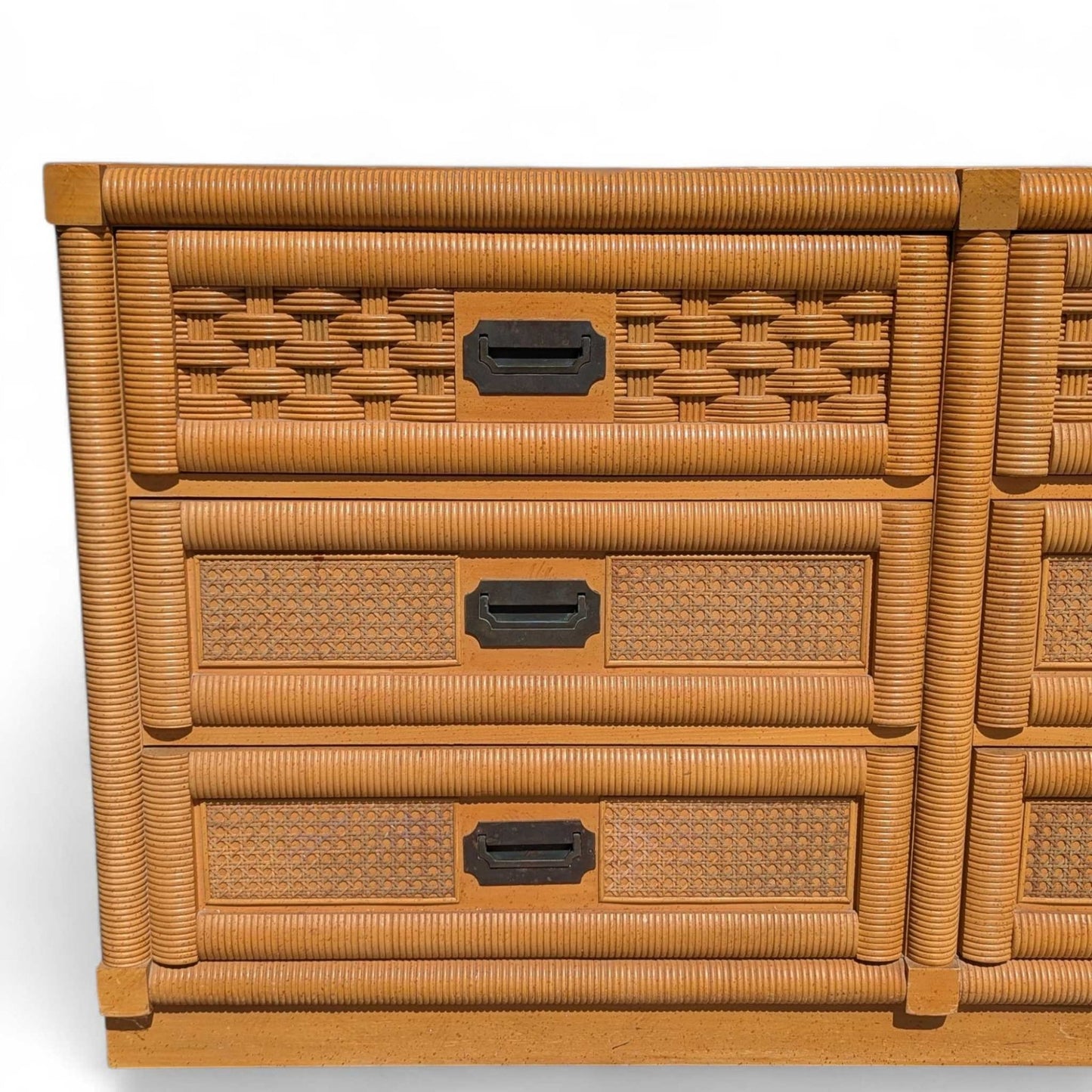 Vintage Dixie Rattan Dresser with Mirror