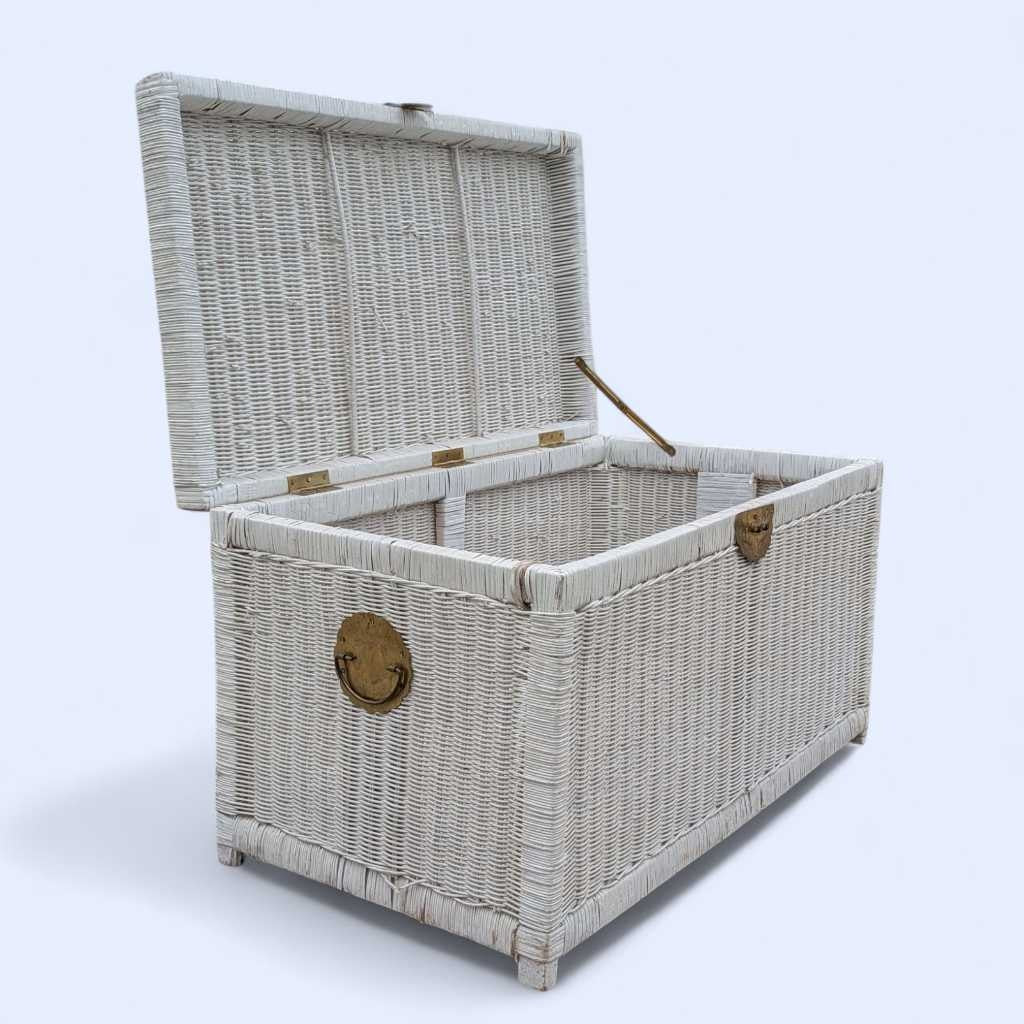 Vintage White Wicker Trunk