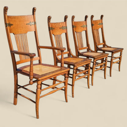 Antique Tiger Oak Dining Chairs