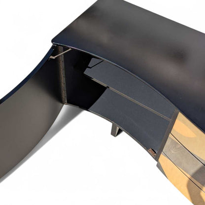 Italian Postmodern Sideboard by Carlo Malnati • Sculptural Curved Cabinet with Inlaid Wood Marquetry Fronts