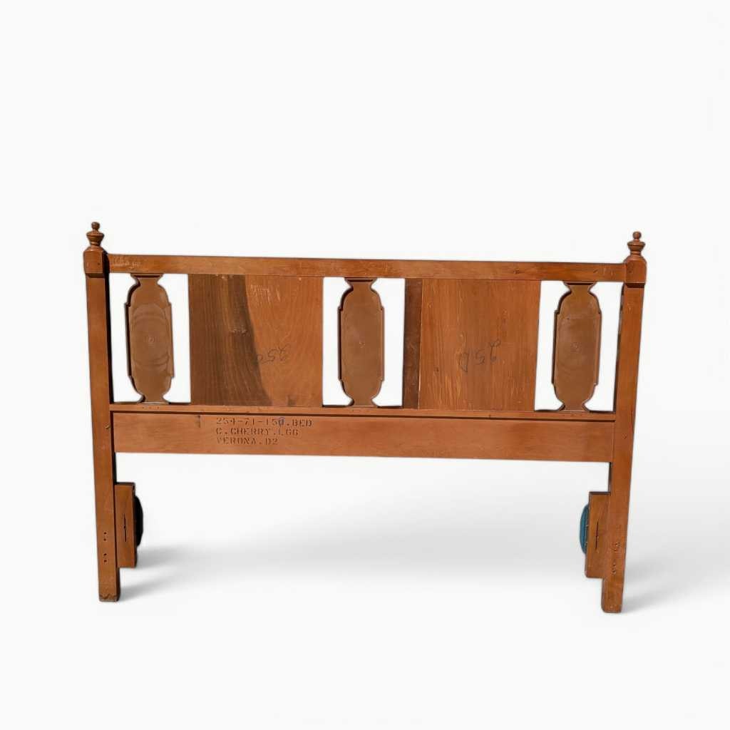 Vintage Carved Wood Full-Size Headboard