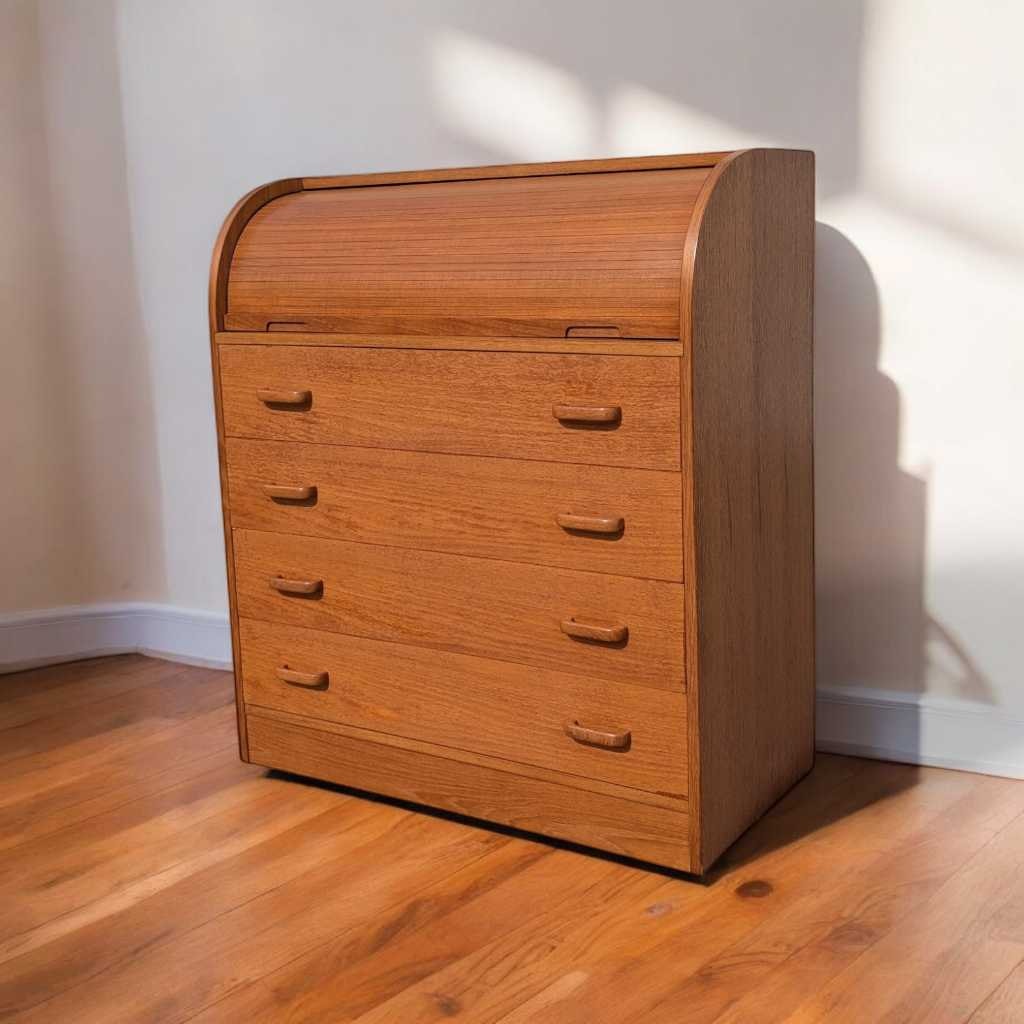 Mid-Century Danish Teak Roll-Top Desk by Egon Ostergaard, 1970s