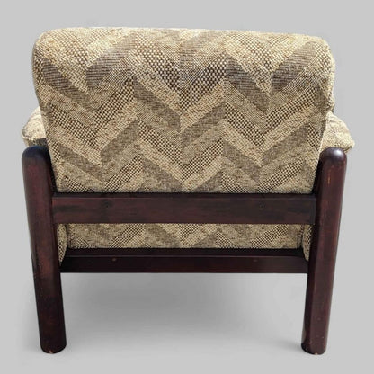Vintage Wood-Frame Loveseat and Lounge Chair Set