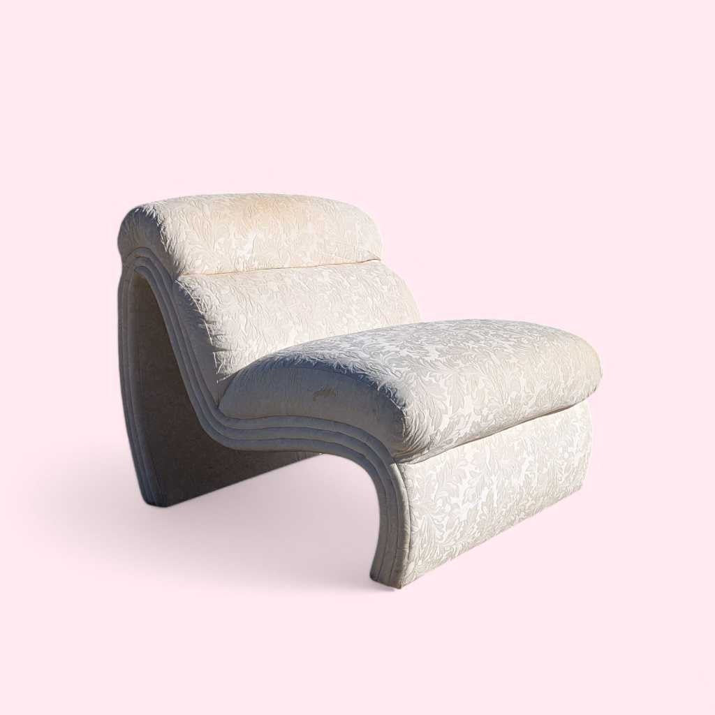 Postmodern Lounge Chair – Sculptural Curved Accent Chair, Textured Upholstery, Unique Statement Piece