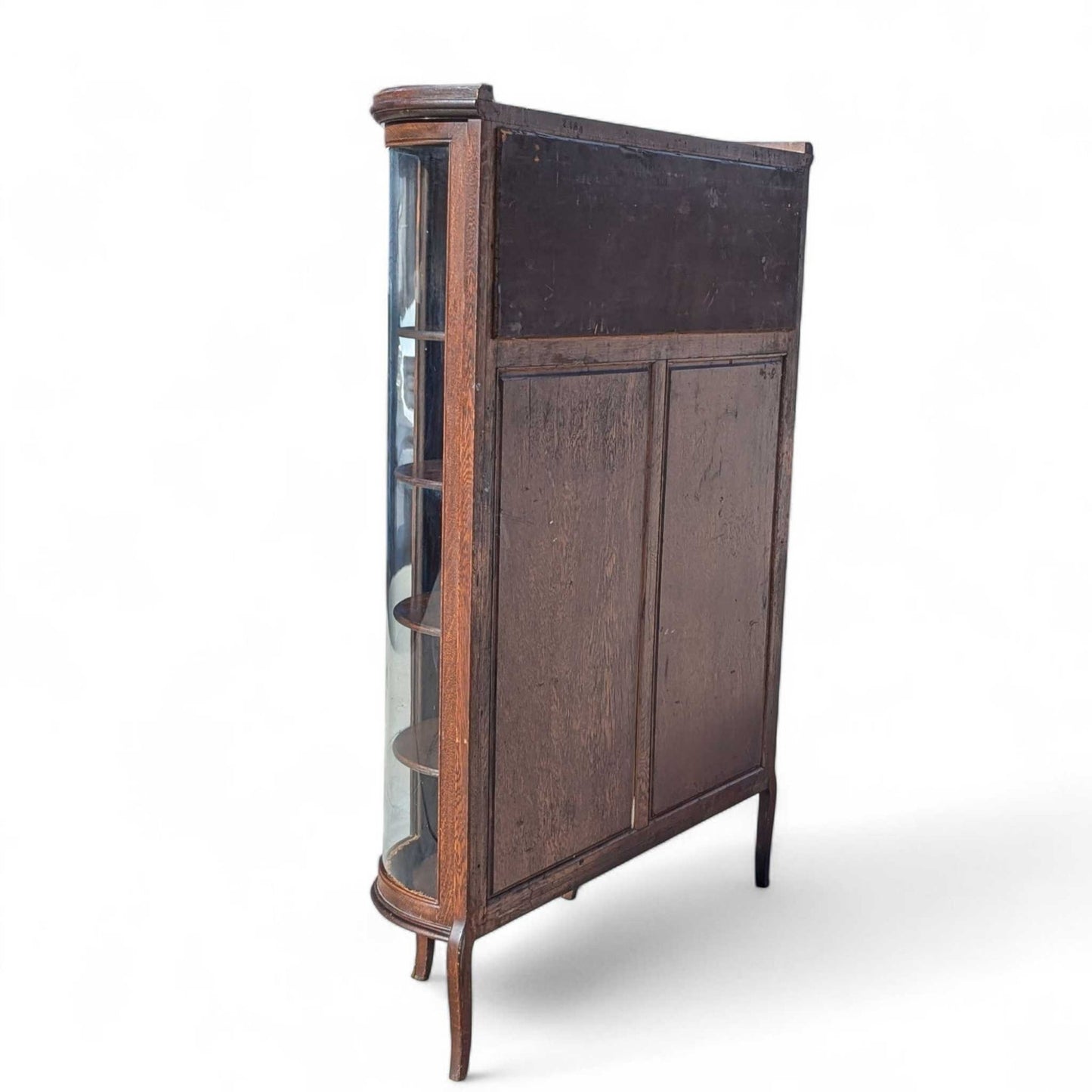 Early 20th Century Edwardian Demi-Lune Curved Glass Display Cabinet