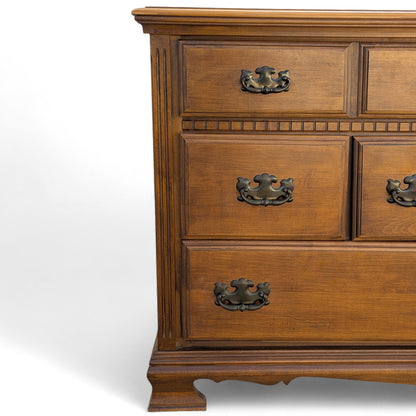 Vintage Traditional Nine-Drawer Wood Dresser With Bracket Feet