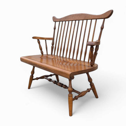 Vintage Wooden Bench – Spindle Back Bench, Classic Farmhouse Style