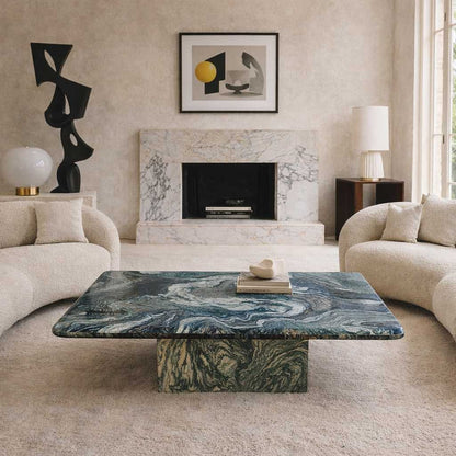 Postmodern Green Marble Coffee Table