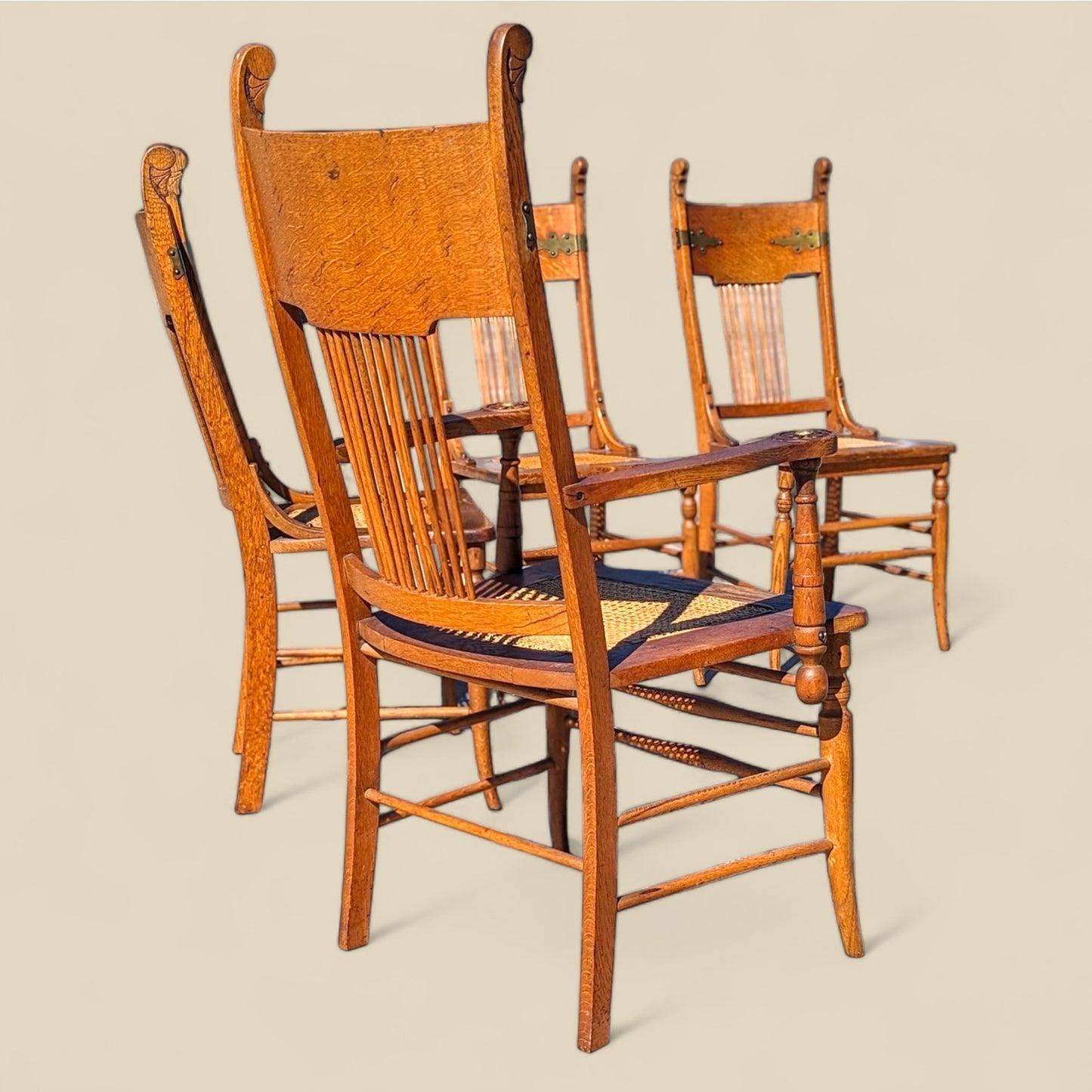 Antique Tiger Oak Dining Chairs