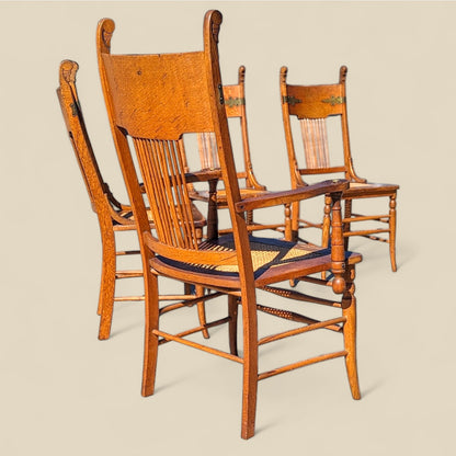 Antique Tiger Oak Dining Chairs