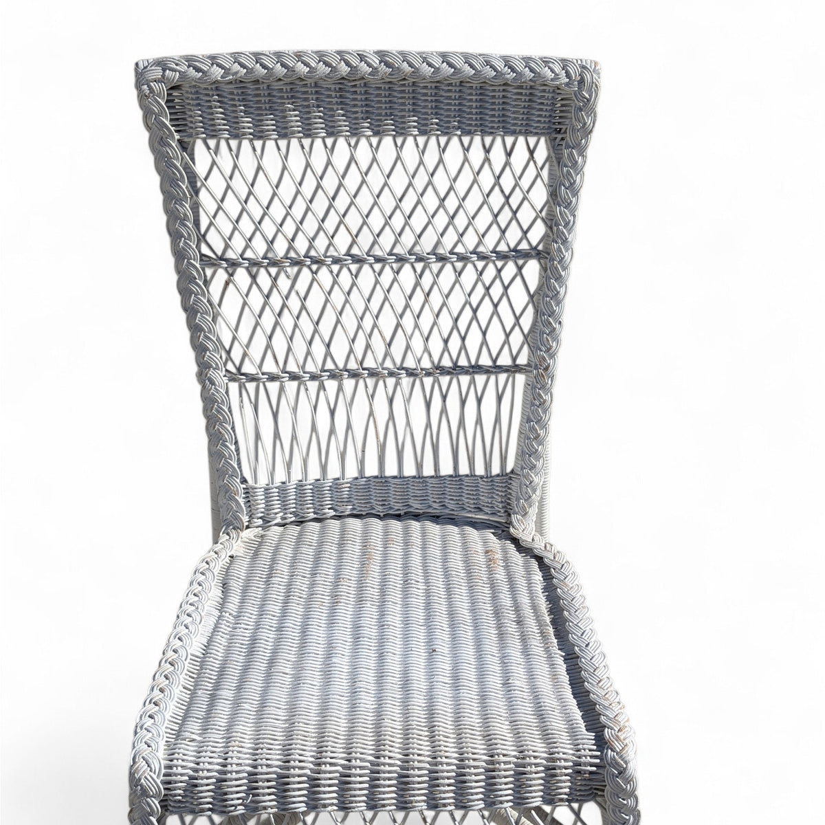 Late 20th-Century White Wicker Writing Desk and Chair Set — view 16 of 16